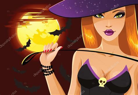 cute sexy halloween witch — stock vector © deedl 52278907