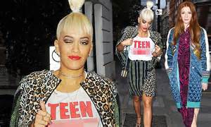 rita ora wears a teen c t shirt to house of holland show while