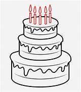 Cake Drawing Birthday Cartoon Cakes Draw Carrot Getdrawings Step sketch template