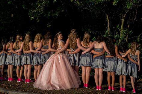 quinceanera court  honor quince photography ideas dress pink silver dresses photoshoor sw
