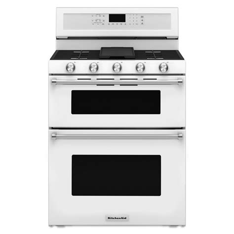 kitchenaid  cu ft double oven gas range   cleaning convection oven  white