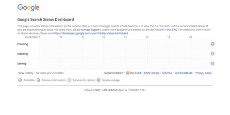 google search  status dashboard  provide outage updates