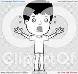 Teenage Adolescent Scared Boy Outlined Coloring Clipart Cartoon Vector Thoman Cory sketch template