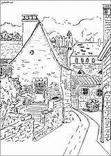 Village Adulti Dordogne Architettura Adultos Hameau étroites Maisons Feutres Joli Jolies Visitez Rues Crayons Coloriages Habitation Justcolor sketch template