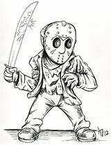 Jason Coloring Voorhees Pages Michael Myers Printable 13th Friday Horror Drawing Drawings Cartoon Halloween Vorhees Deviantart Mask Freddy Print Scary sketch template