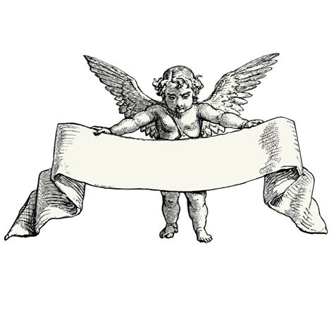 chubby cherub angel with a large memorial banner tattoo design