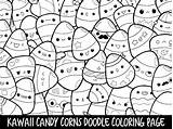 Coloring Cute Doodle Candy Kawaii Printable Corns Kids Adults Instant sketch template
