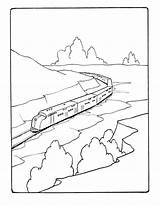Train Coloring Pages Printable Engine Diesel Freight Through Mountains Csx Sheets Trains Color Cartoon Template Railroad Library Clipart Streamlined Line sketch template