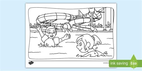 water park colouring page teacher  twinkl