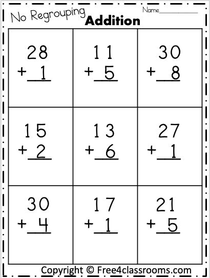 addition printable worksheets  digit  regrouping