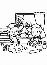 Baking Cookies Celebration Coloring Christmas Pages Two Kids sketch template