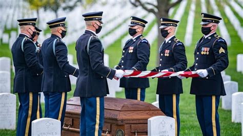arlington national cemetery military funeral includes social distance face masks