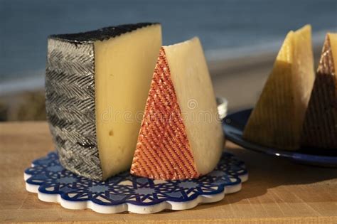 Assortment Of Spanish Hard Cheeses Curado Manchego Goat Cheese