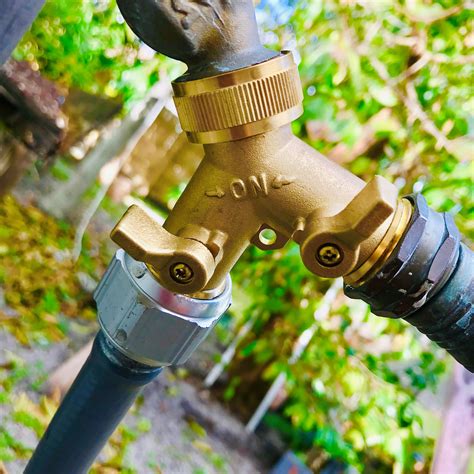 heavy duty brass garden hose  splitter   adapter   connector hose spigot adapter