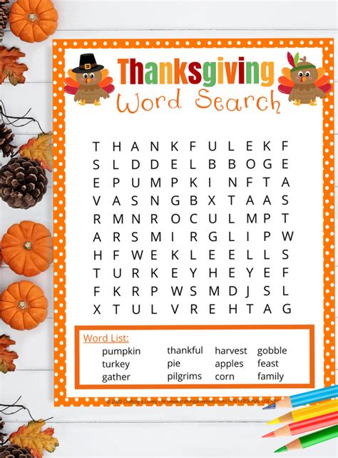 thanksgiving word search  printable