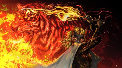 demon slayer tiger kyojuro rengoku  fire hd anime