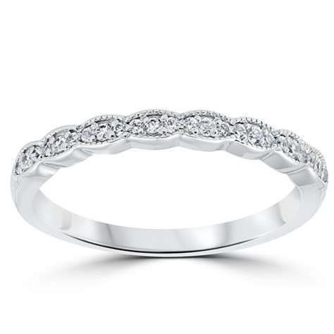 cttw diamond stackable womens wedding ring  white gold ebay