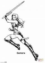 Coloring Guardians Galaxy Gamora Pages Drawing Printable Characters sketch template