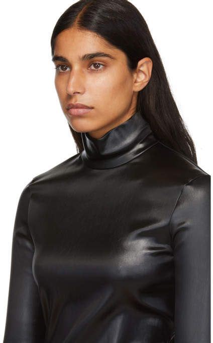 Givenchy Black Faux Leather Turtleneck Bodysuit Turtleneck Bodysuit