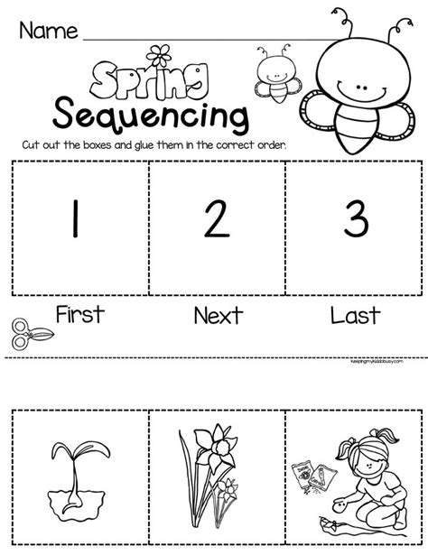 sequencing kindergarten math  reading worksheets  spring