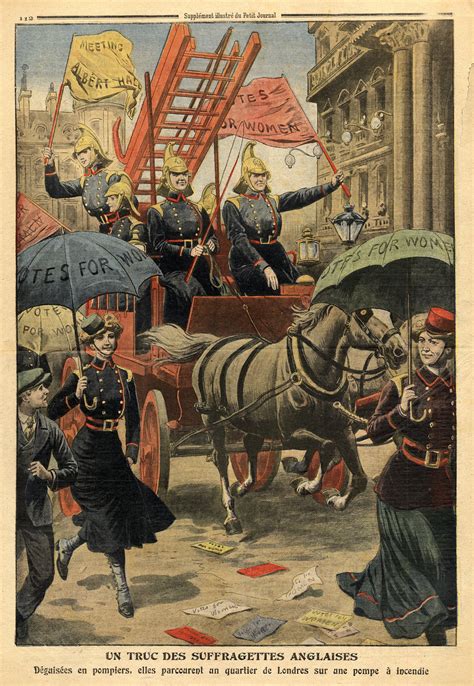 french illustration  le petit journal depicting english suffragettes  inventive