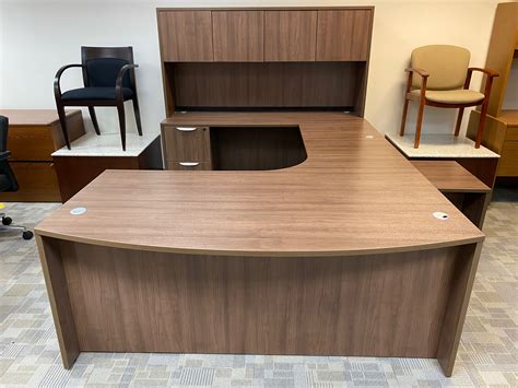 shaped desk  modern walnut workspace solutionsworkspace solutions