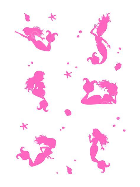 pink girl beautiful ocean mermaid silhouette decorative pattern element