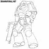 Space Marine Draw Drawing Drawingforall Step Ayvazyan Stepan Tutorials Games Posted sketch template