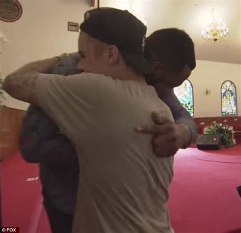 justin bieber surprises a father and down syndrome son in knock knock live clip daily mail online