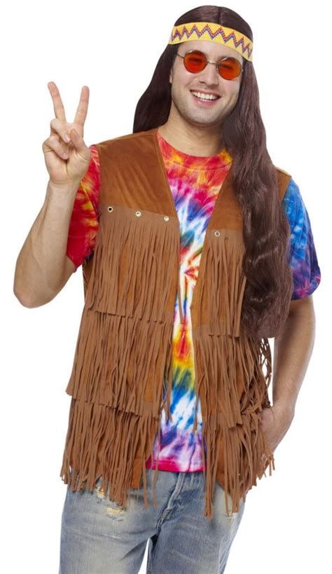 1960s 60 S Adult Mens Male Peace Retro Hippie Fringe Costume Vest 32089