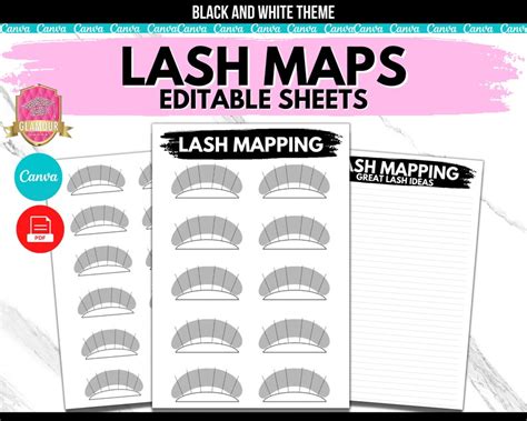 lash maps lash mapping editable forms eyelash extensions etsy