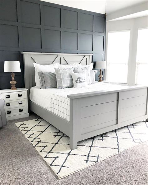 accent wall   master bedroom  faux farmhouse