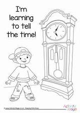 Time Colouring Telling Pages Teaching Learning Clocks Tell Activity sketch template