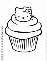Coloring Cupcake Pages Cute Kitty Hello Printable Popular sketch template