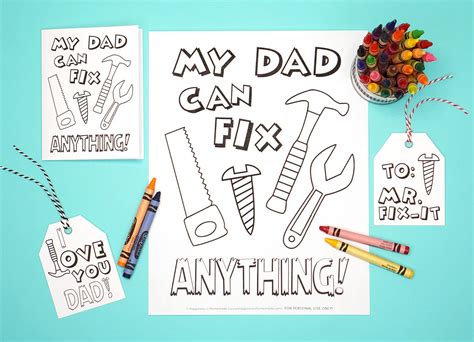 printable fathers day card coloring page happiness  homemade