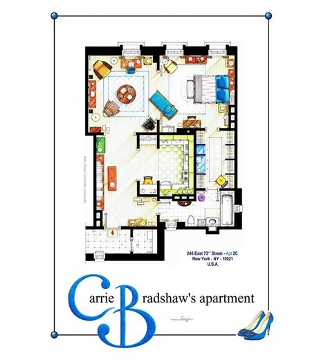 Poster Versions Of The Floor Plans Of Carrie Bradshaw S