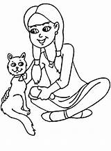 Coloring Pages Girl Cat Cats Printable Animals Cat9 Lovers Kids Advertisement Birthdayprintable sketch template