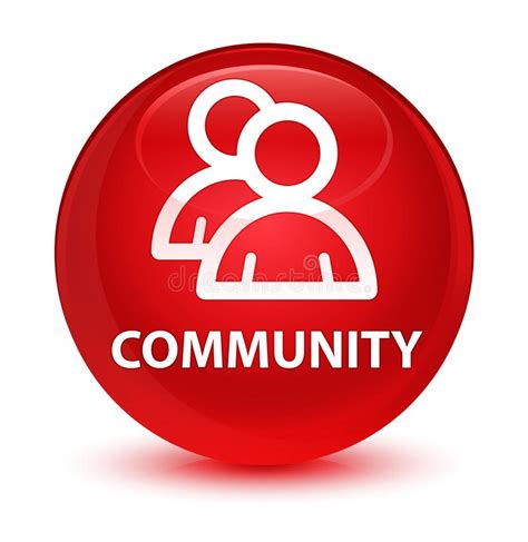 community group icon glassy red round button stock