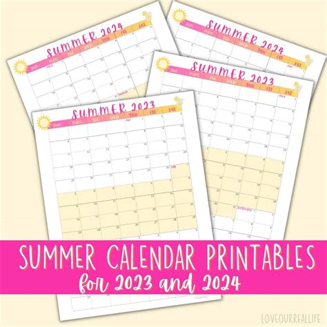 create  printable summer calendar templates printable