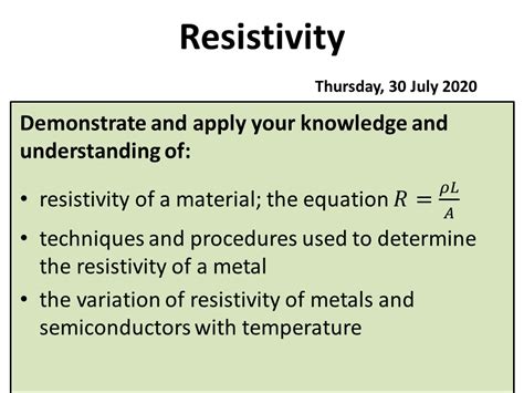 resistivity teaching resources