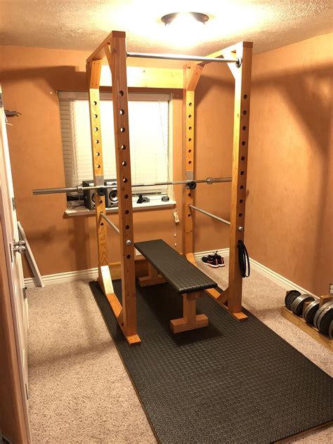 diy home gym heavy duty squat rack  bench setup fitnessraum zu hause diy bank
