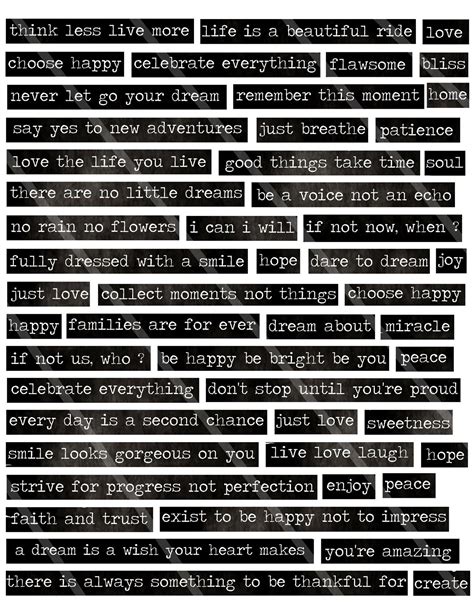 digital collage sheet words phrases inspirational motivation etsy