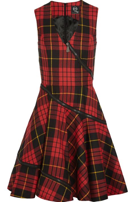 Lyst - Mcq Tartan Wool Dress in Red