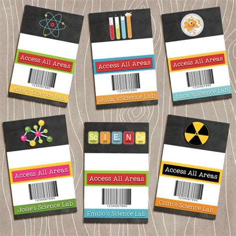 science party badges id lanyard scientists badge  tag mad science