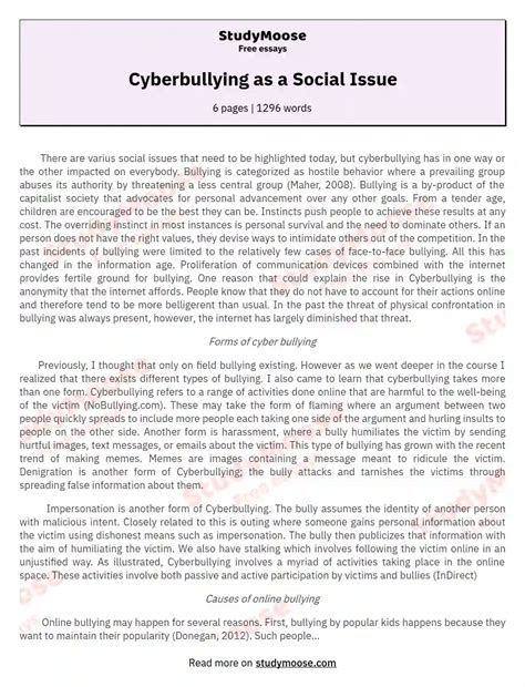 cyberbullying   social issue  essay