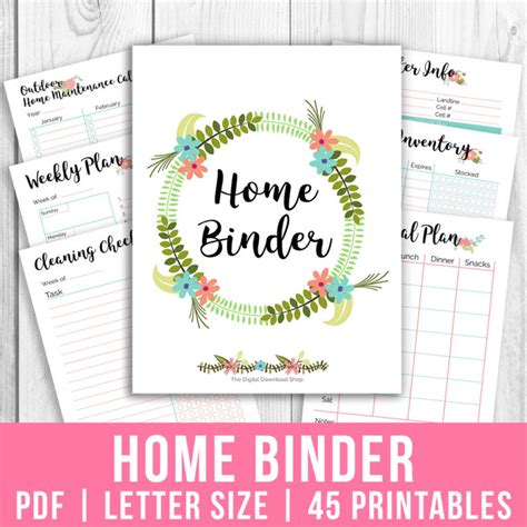 printable home management binder floral  cultivated nest
