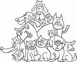 Cats Dogs Coloring Stock Alamy Funny sketch template