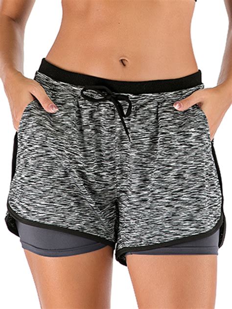 bag wizard women s double layer yoga shorts workout shorts athletic