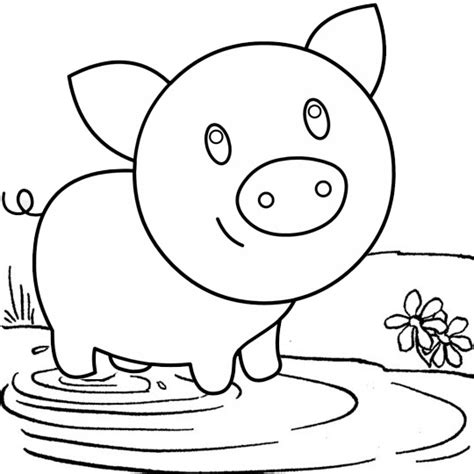 baby pig playing   muddy field coloring page mitraland