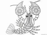 Zentangle Coloring4free Crayfish sketch template